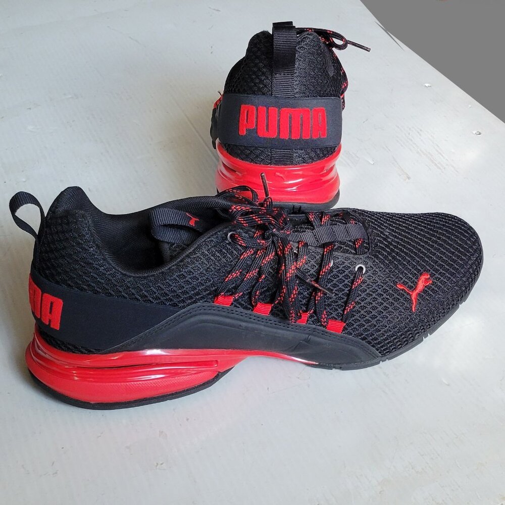 PUMA Axelion Spark Mens Size 12 Black High Risk Red 193381-01 Sneakers Shoes